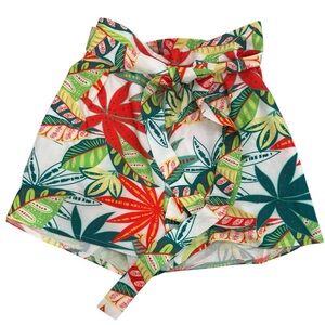 SHEIN Tropical Tie-Waist Skort - Orange , Green & White